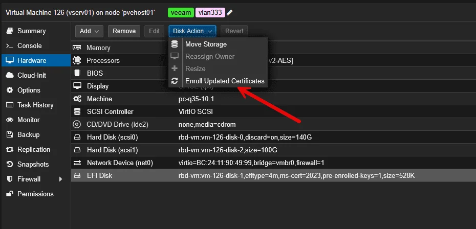 Enrollment dos certificados atualizados via GUI do Proxmox