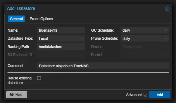 Criando Datastore no PBS